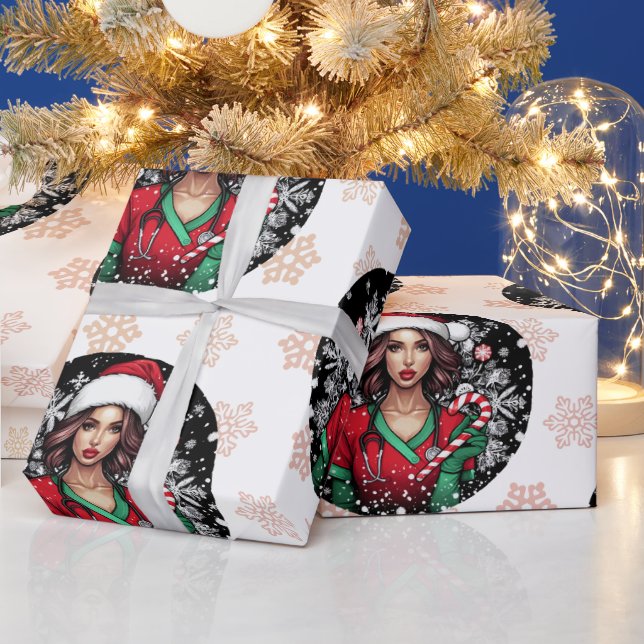 Papel de regalo de Navidad para enfermera chic (Vacaciones)