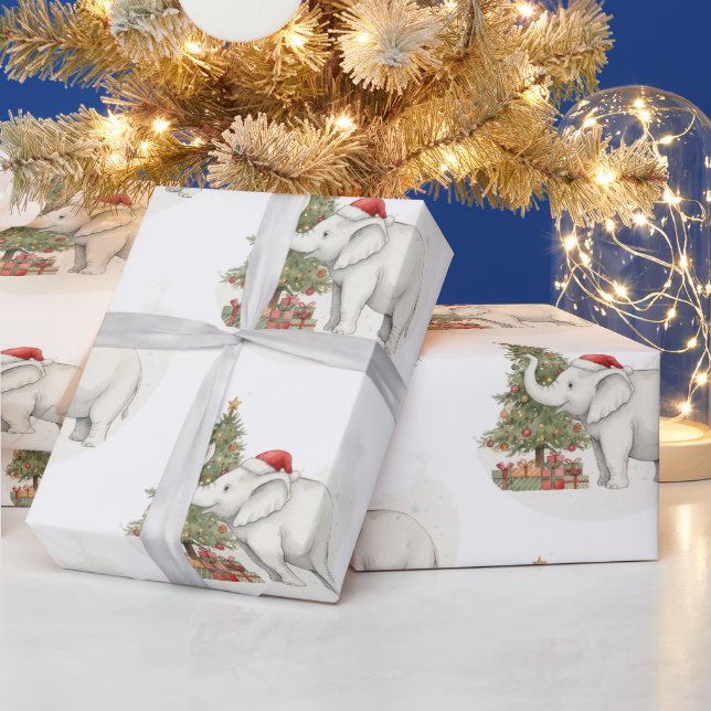 Papel de regalo de Navidad para fiesta de elefante (Vacaciones)