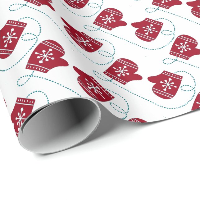 Papel de regalo de Navidad para guantes de copos d (Esquina del rollo)