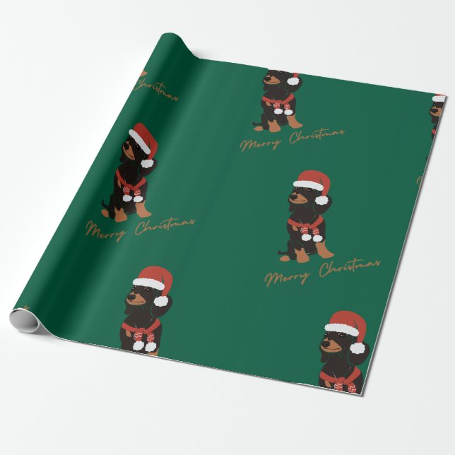 Papel de regalo de Navidad para mascotas Dachshund (Desenrollado)