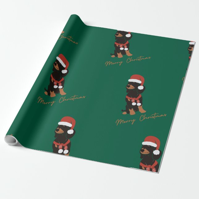 Papel de regalo de Navidad para mascotas Dachshund (Desenrollado)