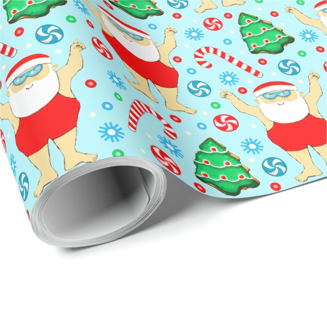 Papel de regalo de Navidad para nadar en vacacione (Esquina del rollo)