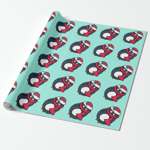 Papel de regalo de Navidad para niños con pingüino