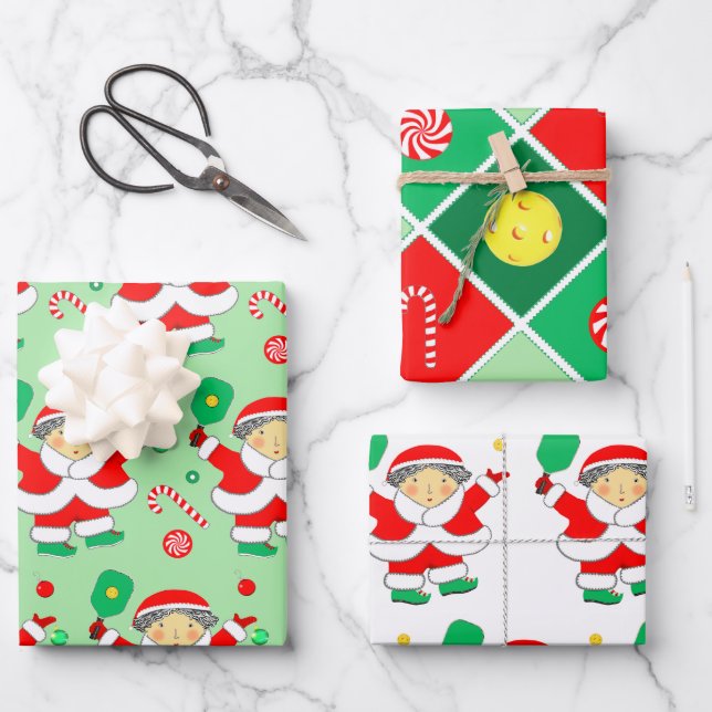 Papel de regalo de Navidad para Pickleball (Anverso)