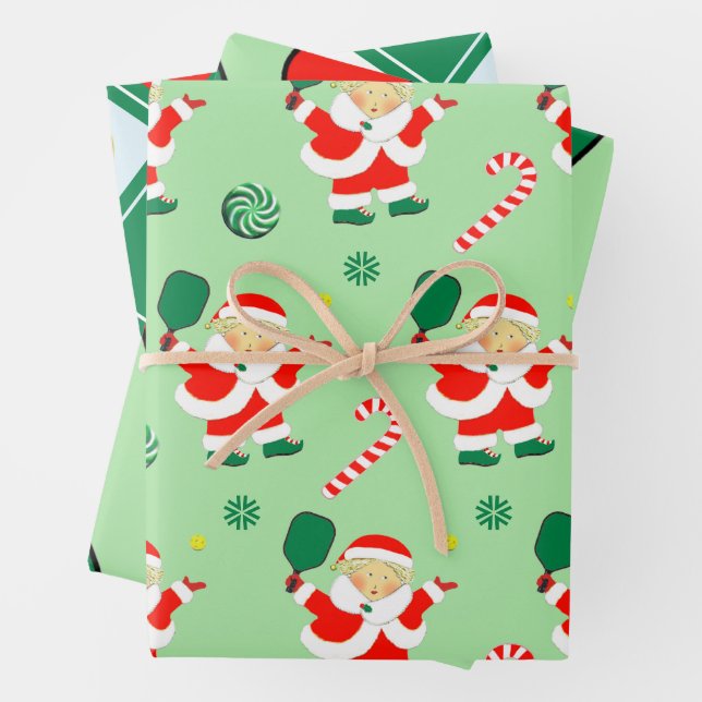 Papel de regalo de Navidad para pickleball (In situ)