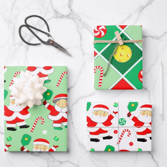 Papel de regalo de Navidad para Pickleball (Anverso)