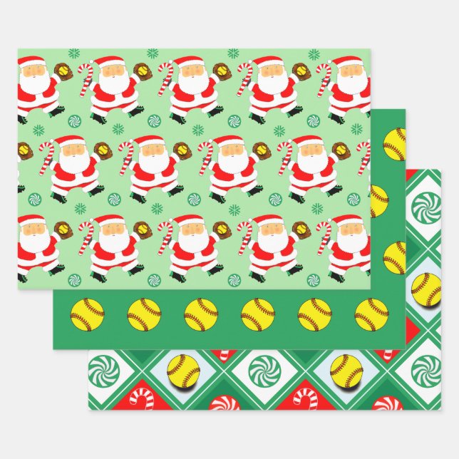 Papel de regalo de Navidad para softball (Set)