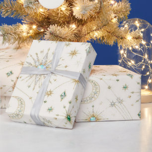 Papel de regalo de Navidad Perla Aqua Celestial