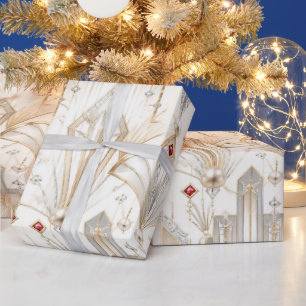 Papel de regalo de Navidad perla plateado Art Deco