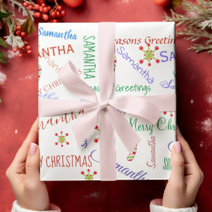 Papel de regalo de Navidad personalizado con nombr
