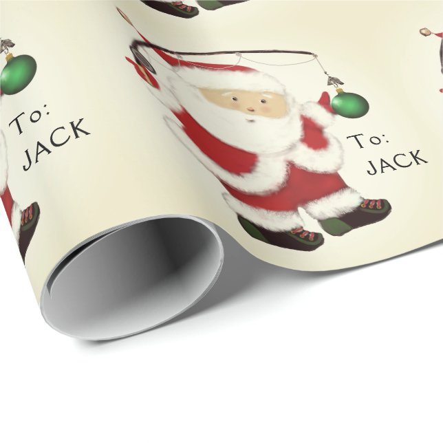 Papel de regalo de Navidad personalizado para pesc (Esquina del rollo)