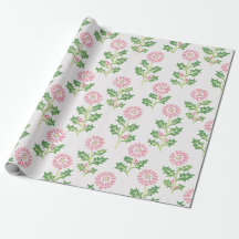 Papel de regalo de Navidad Pink Daisy y Holly Blan