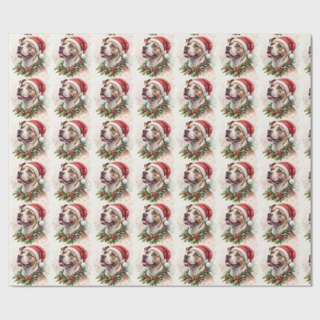 Papel de Regalo de Navidad Pit Bull (Superficie plana)