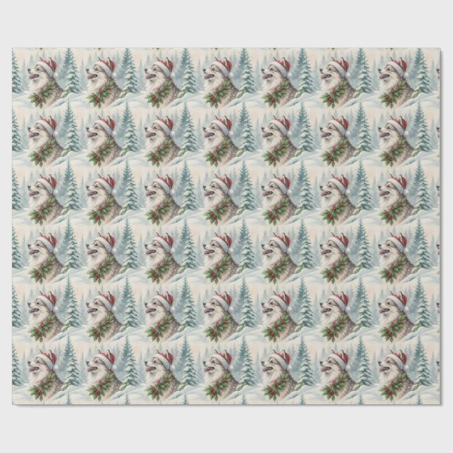 Papel de regalo de Navidad Pomsky (Superficie plana)