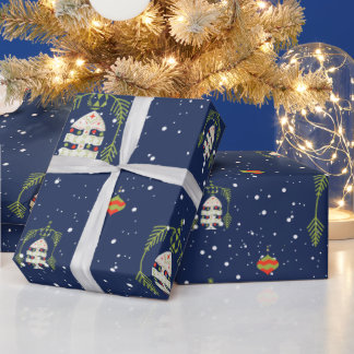 Papel de regalo de Navidad Rama de pino Arco