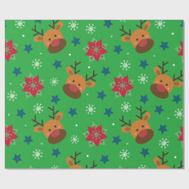Papel de regalo de Navidad Reno Cute & Copo de nie