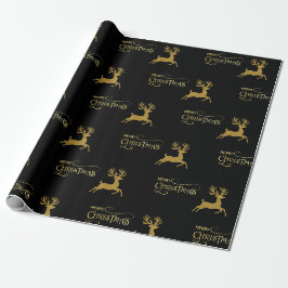 Papel de regalo de Navidad Reno de negro y dorado