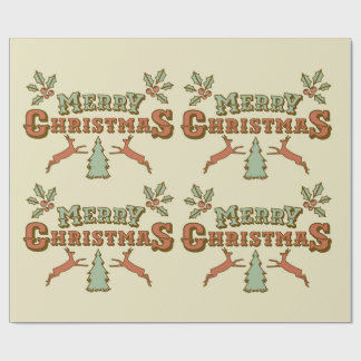 Papel de Regalo de Navidad Reno Tipográfico
