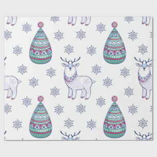 Papel de Regalo de Navidad - Reno y Abetos