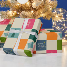 Papel de regalo de Navidad Retro Alegre y Brillant