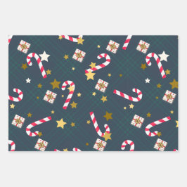 Papel de regalo de Navidad Retro Brillante en Hoja