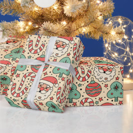 Papel de Regalo de Navidad Retro Merry & Groovy