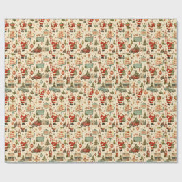 Papel de regalo de Navidad Retro | Santa y Camione