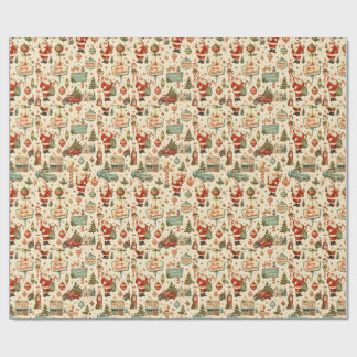 Papel de regalo de Navidad Retro | Santa y Camione