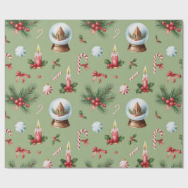 Papel de regalo de Navidad Retro Verde