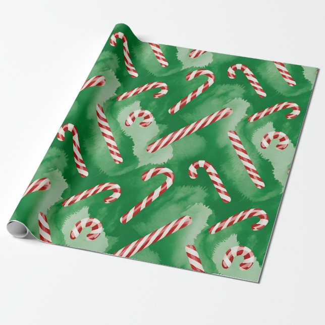 Papel de regalo de Navidad Retro Verde (Desenrollado)