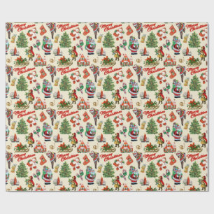 Papel de regalo de Navidad Retro Vintage
