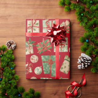 Papel de regalo de Navidad rojo con divertido patr