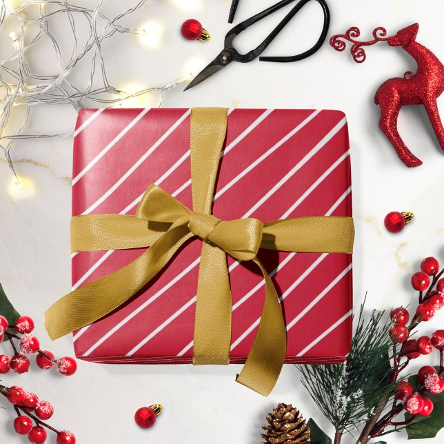Papel de Regalo de Navidad Rojo con Rayas Blancas (Subido por el creador)