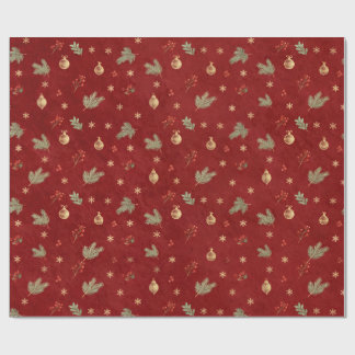 Papel de regalo de Navidad Rojo Dorado