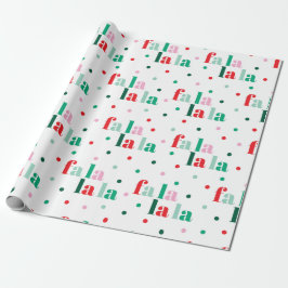 Papel de Regalo de Navidad Rojo Verde Rosa Fa La L