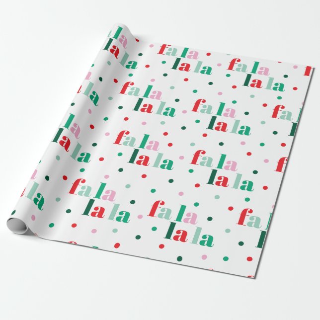 Papel de Regalo de Navidad Rojo Verde Rosa Fa La L (Desenrollado)