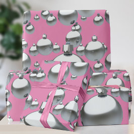 Papel de regalo de Navidad rosa caliente con adorn