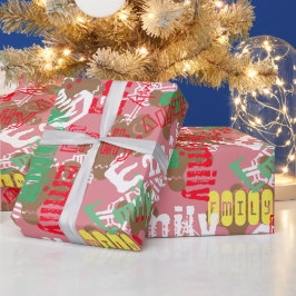 Papel de Regalo de Navidad Rosa de Pan de Jengibre