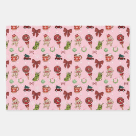 Papel de regalo de Navidad rosa dulce
