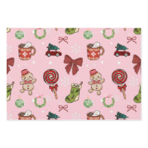 Papel de regalo de Navidad rosa juguetón