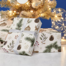 Papel de Regalo de Navidad Rústico del Bosque