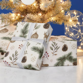 Papel de Regalo de Navidad Rústico del Bosque