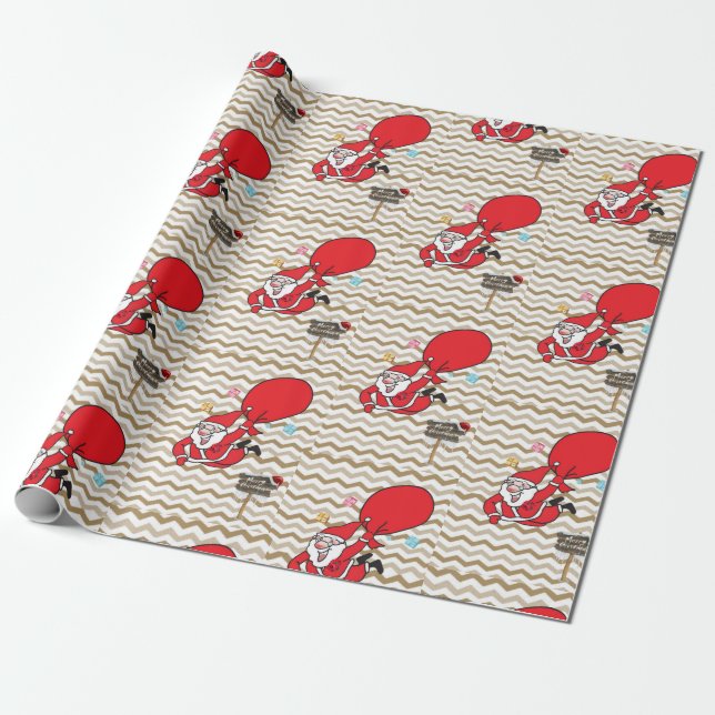 Papel de Regalo de Navidad Santa (Desenrollado)