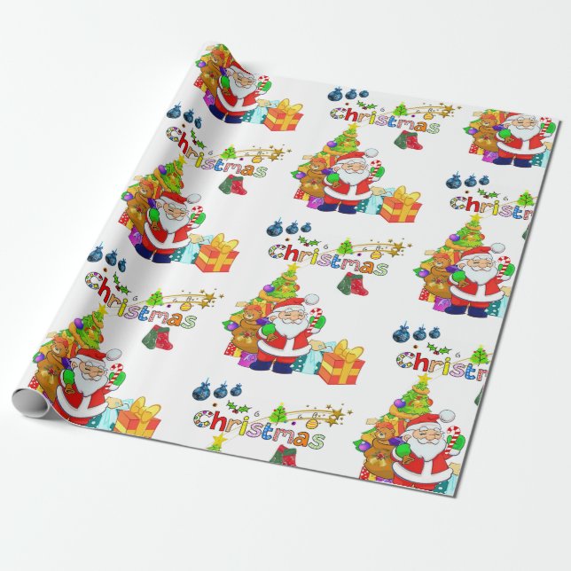 Papel de Regalo de Navidad Santa (Desenrollado)