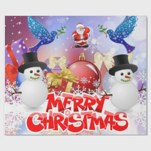 Papel de Regalo de Navidad Santa Muñeco de Nieve