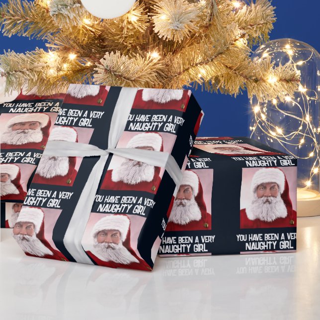 Papel de regalo de Navidad Santa Niña traviesa (Vacaciones)