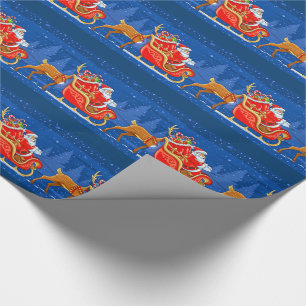 Papel de regalo de Navidad/Santa y trineo
