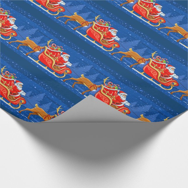 Papel de regalo de Navidad/Santa y trineo (Esquina)