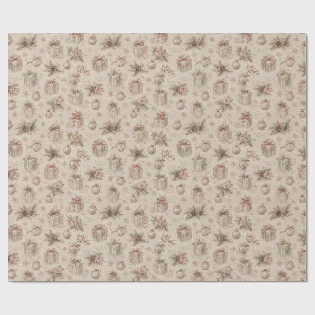 papel de regalo de Navidad shabby chic  (Superficie plana)