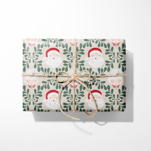 Papel de regalo de Navidad Sr. y Sra. Claus beige